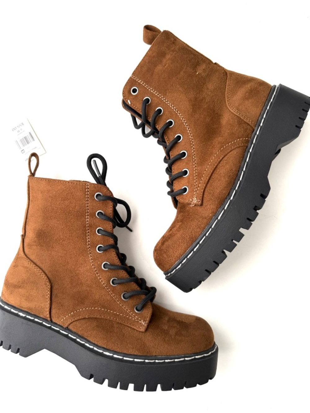 FALLS CREEK $55 New Womens 6 Brown Briar Faux Suede High Top Combat Boots Box29